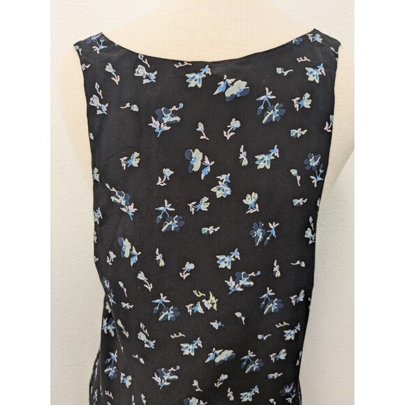 Joie Black Floral Print Scallop Tiered 100% Silk Tank Top sz L Coquette Whimsy - Picture 6 of 9